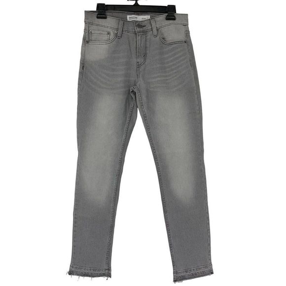 Signature Levis S37 Slim Women Gray Jeans Size 29 x 31 Raw Hem Stretch EUC - Picture 1 of 11